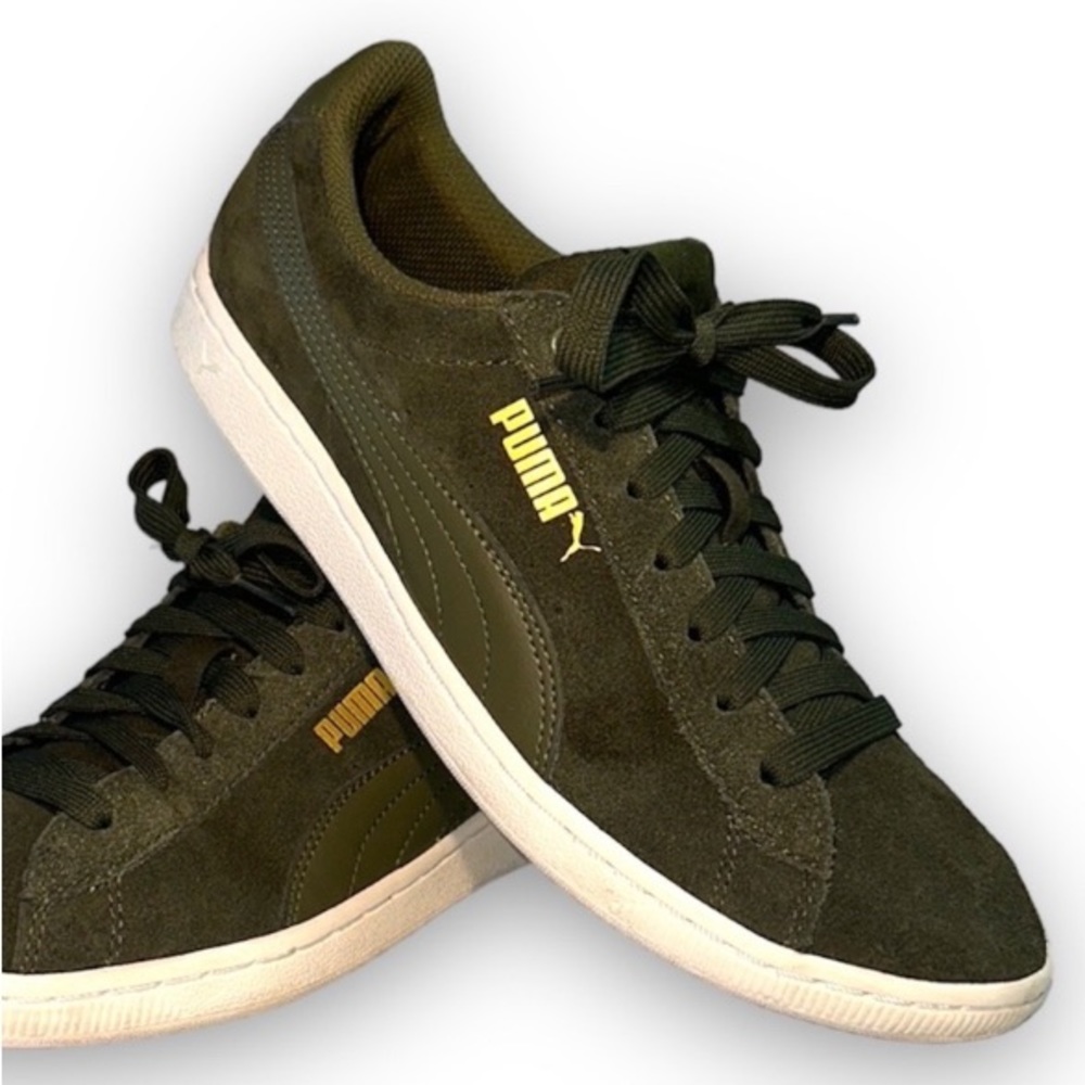 Olive green Puma sneakers